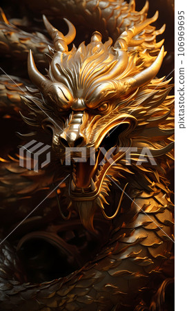Hand drawn beautiful metallic Chinese dragon illustration 106969695