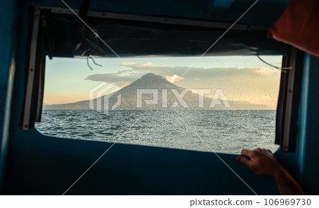 Lake Atitlan in Guatemala. San Pedro Volcano and Toliman Volcano in the background 106969730