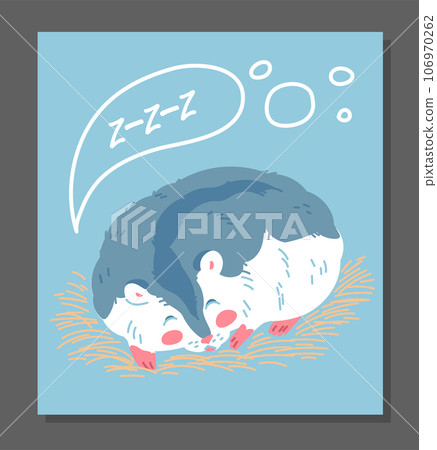 Squared banner with cute sleeping hamster flat style, vector illustration 106970262