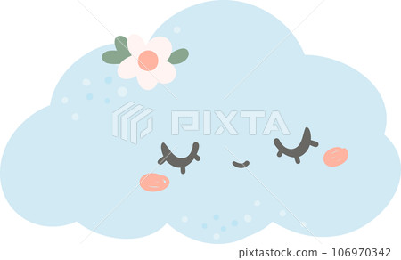 Cute and kawaii nursery sky element, crescent moon, star and cloud cartoon doodle hand drawing Cute and kawaii nursery sky element, crescent moon, star and cloud cartoon doodle hand drawing 106970342