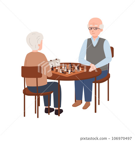 Old man and woman playing chess flat style, vector illustration 106970497