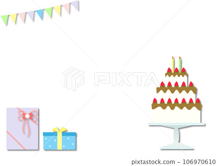 Party illustration with cake and presents 106970610