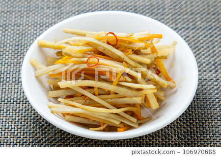 Burdock and carrot kinpira. 106970688