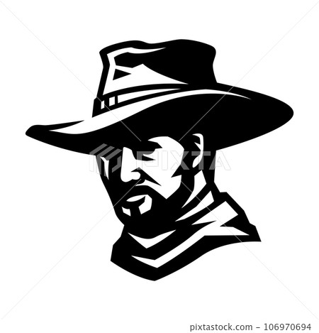 Cowboy in hat logo. Vector illustration. Cowboy in hat logo. Vector illustration. 106970694