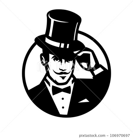 A man in a top hat. Vector illustration. 106970697