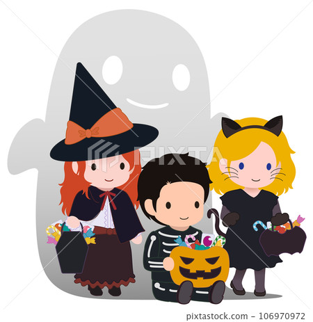 可愛的萬聖節兒童骷髏幽靈多種族 3 可愛的萬聖節兒童骷髏幽靈多種族 3 106970972