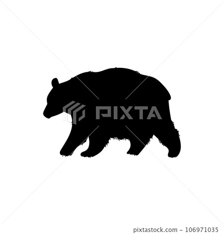 Bear black silhouette vector illustration isolated on white background. 106971035