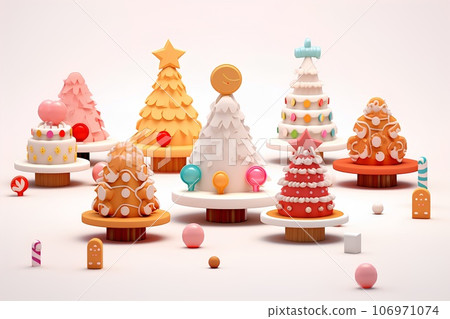 Colorful Christmas Eve image material (3D pictograph) Colorful Christmas Eve image material (3D pictograph) 106971074