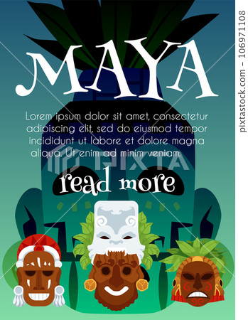 Poster or vertical banner about Maya civilization flat style, vector illustration Poster or vertical banner about Maya civilization flat style, vector illustration 106971108