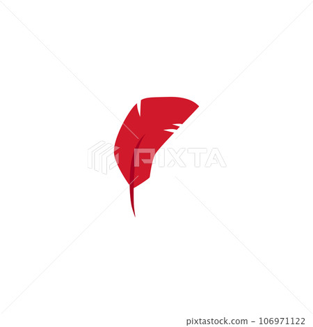 Bird feather icon or symbol of birds plumage, flat vector illustration isolated. Bird feather icon or symbol of birds plumage, flat vector illustration isolated. 106971122