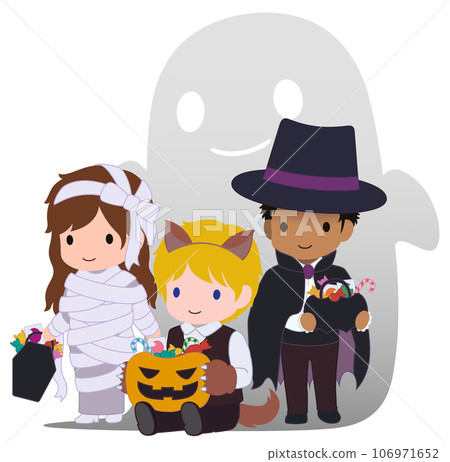 Cute Halloween Werewolf Ghost Multiracial 1 106971652