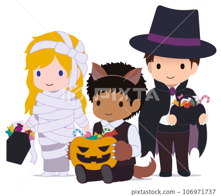 Cute Halloween Kids Werewolf Multiracial 4 106971737