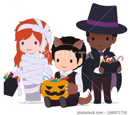 Cute Halloween Kids Werewolf Multiracial 3 106971738