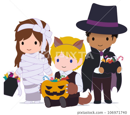 Cute Halloween Kids Werewolf Multiracial 1 106971740