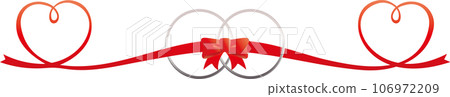An illustration of love with a heart-shaped ribbon and ring intertwined 106972209