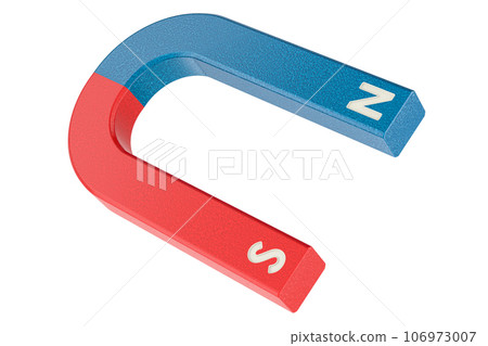 Magnet, Horseshoe Magnet. 3D rendering Magnet, Horseshoe Magnet. 3D rendering 106973007