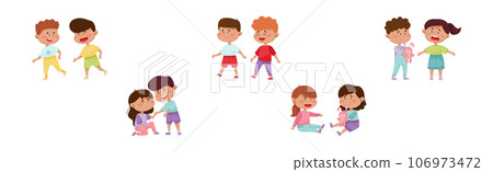 Happy Friendly Children Characters Playing Together Vector Set Happy Friendly Children Characters Playing Together Vector Set 106973472