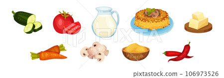 Pie Cooking Kitchen Ingredients for Culinary Vector Set 106973526