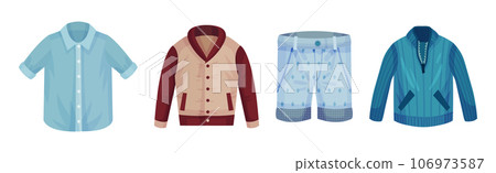 Man Wear and Fashionable Clothing Item Vector Set Man Wear and Fashionable Clothing Item Vector Set 106973587
