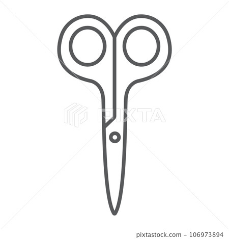Scissors thin line icon, barber and tool, cut sign, vector graphics, a linear pattern on a white background. 106973894