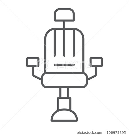 Barber chair thin line icon, barber and interior, arm chair sign, vector graphics, a linear pattern on a white background. 106973895
