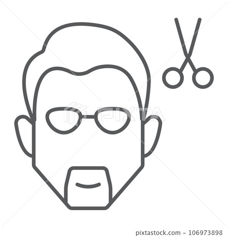 Haircut thin line icon, barber and hairstyle, barber sign, vector graphics, a linear pattern on a white background. 106973898