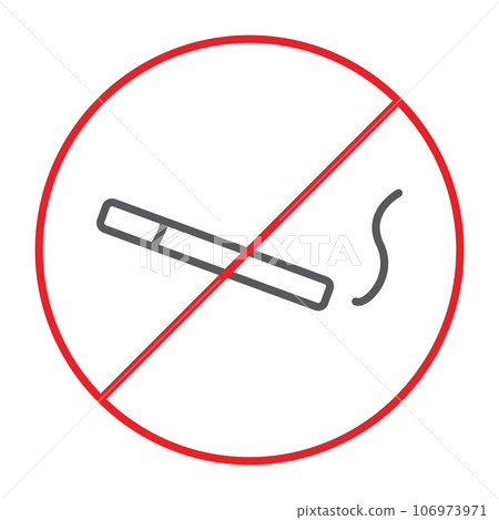 No smoking thin line icon, prohibited and forbidden, no cigarette sign, vector graphics, a linear pattern on a white background. 106973971