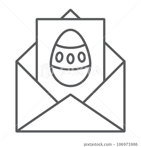 Easter greeting thin line icon, card and easter, easter postcard sign, vector graphics, a linear pattern on a white background. 106973986