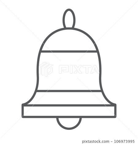 Bell thin line icon, ring and alert, alarm sign, vector graphics, a linear pattern on a white background. Bell thin line icon, ring and alert, alarm sign, vector graphics, a linear pattern on a white background. 106973995