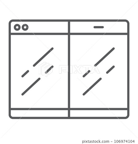 Folding smartphone thin line icon, gadget and communication, flexible phone sign, vector graphics, a linear pattern on a white background. Folding smartphone thin line icon, gadget and communication, flexible phone sign, vector graphics, a linear pattern on a white background. 106974104