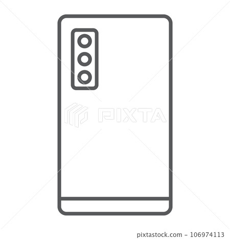 Smartphone with three camera thin line icon, technology and communication, mobile phone sign, vector graphics, a linear pattern on a white background. Smartphone with three camera thin line icon, technology and communication, mobile phone sign, vector graphics, a linear pattern on a white background. 106974113
