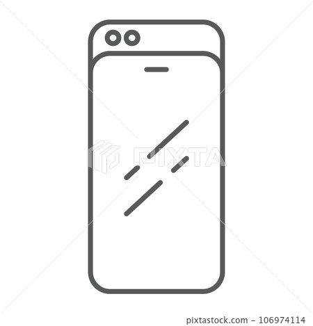 Slider smartphone thin line icon, technology and communication, mobile phone sign, vector graphics, a linear pattern on a white background. 106974114