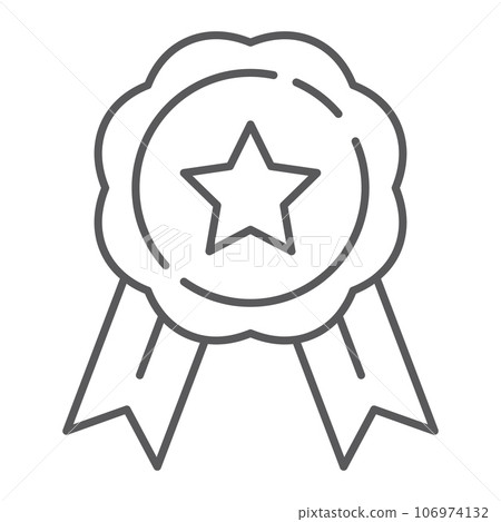 Medal thin line icon, award and achievement, badge sign, vector graphics, a linear pattern on a white background. Medal thin line icon, award and achievement, badge sign, vector graphics, a linear pattern on a white background. 106974132