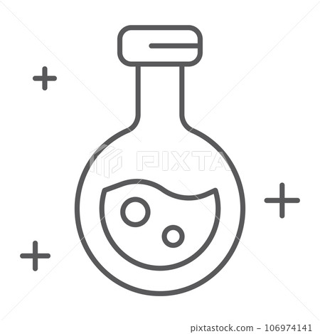 Potion thin line icon, magic and glass, flask sign, vector graphics, a linear pattern on a white background. Potion thin line icon, magic and glass, flask sign, vector graphics, a linear pattern on a white background. 106974141