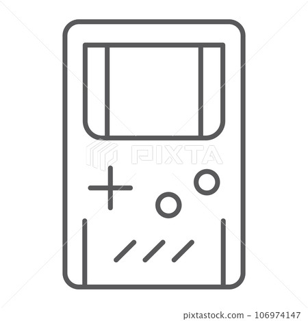 Game console thin line icon, leisure and play, console sign, vector graphics, a linear pattern on a white background. Game console thin line icon, leisure and play, console sign, vector graphics, a linear pattern on a white background. 106974147