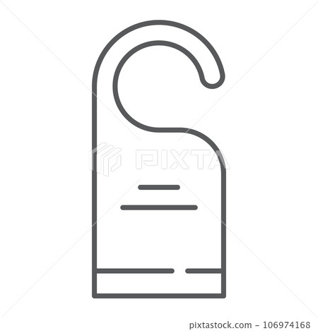 Do not disturb thin line icon, label and hotel, door hanger sign, vector graphics, a linear pattern on a white background. 106974168