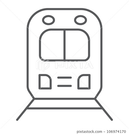 Rail road trip thin line icon, transport and railway, locomotive sign, vector graphics, a linear pattern on a white background. 106974170