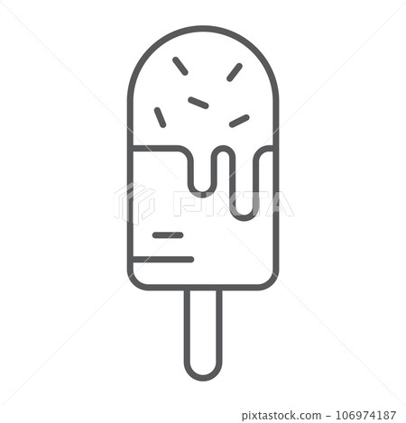 Ice-cream thin line icon, food and sweets, dessert sign, vector graphics, a linear pattern on a white background. Ice-cream thin line icon, food and sweets, dessert sign, vector graphics, a linear pattern on a white background. 106974187