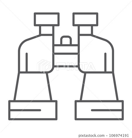 Binoculars thin line icon, watch and vision, surveillance sign, vector graphics, a linear pattern on a white background. 106974191