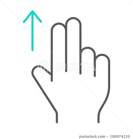 Two finger drag up thin line icon, gesture and hand, flick sign, vector graphics, a linear pattern on a white background. Two finger drag up thin line icon, gesture and hand, flick sign, vector graphics, a linear pattern on a white background. 106974220