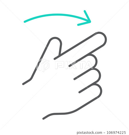 Flick right thin line icon, finger and hand, gesture sign, vector graphics, a linear pattern on a white background. Flick right thin line icon, finger and hand, gesture sign, vector graphics, a linear pattern on a white background. 106974225