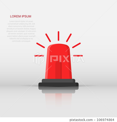 Emergency alarm icon in flat style. Alert lamp vector illustration on isolated background. Police urgency sign business concept. 106974864