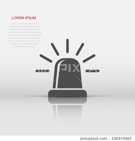 Emergency alarm icon in flat style. Alert lamp vector illustration on isolated background. Police urgency sign business concept. Emergency alarm icon in flat style. Alert lamp vector illustration on isolated background. Police urgency sign business concept. 106974865
