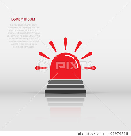 Emergency alarm icon in flat style. Alert lamp vector illustration on isolated background. Police urgency sign business concept. 106974866