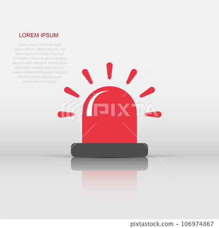 Emergency alarm icon in flat style. Alert lamp vector illustration on isolated background. Police urgency sign business concept. 106974867