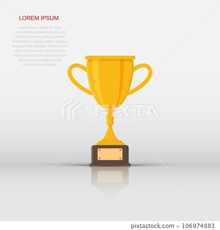 Trophy cup icon in flat style. Goblet prize vector illustration on isolated background. Award sign business concept. Trophy cup icon in flat style. Goblet prize vector illustration on isolated background. Award sign business concept. 106974883