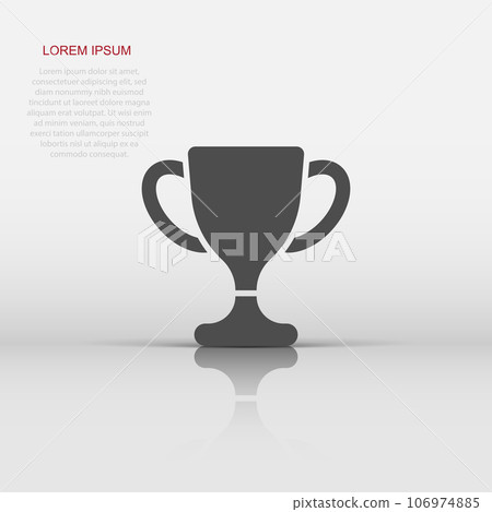 Trophy cup icon in flat style. Goblet prize vector illustration on isolated background. Award sign business concept. 106974885
