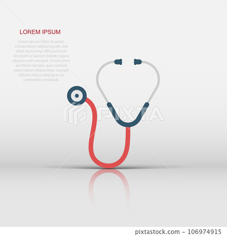 Stethoscope icon in flat style. Heart diagnostic vector illustration on isolated background. Medicine sign business concept. Stethoscope icon in flat style. Heart diagnostic vector illustration on isolated background. Medicine sign business concept. 106974915