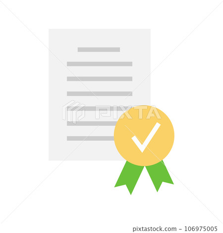 Documents approved icon. Document accredited, authorized agreement, patent. 106975005