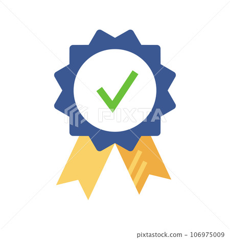 Certified badge, consumer control emblem. Approved or certified medal icon. Award symbol. 106975009